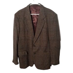 English Manor Men's  2 Button  Tweed Blazer Sport Coat Brown Size 42L